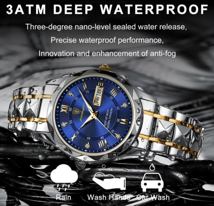 Montre-bracelet de luxe pour homme, chronographe à quartz, acier inoxydable - Image 5