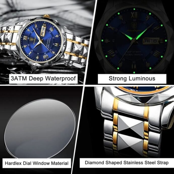 Montre-bracelet de luxe pour homme, chronographe à quartz, acier inoxydable - Image 4